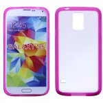 Wholesale Samsung Galaxy S5 SM-G900 Gummy Hybrid Case (HotPink Clear)